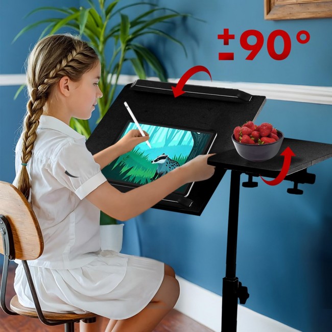 Maclean mobile desk/laptop stand, black, height adjustment 59-89cm, max. 30kg , MC-121 B