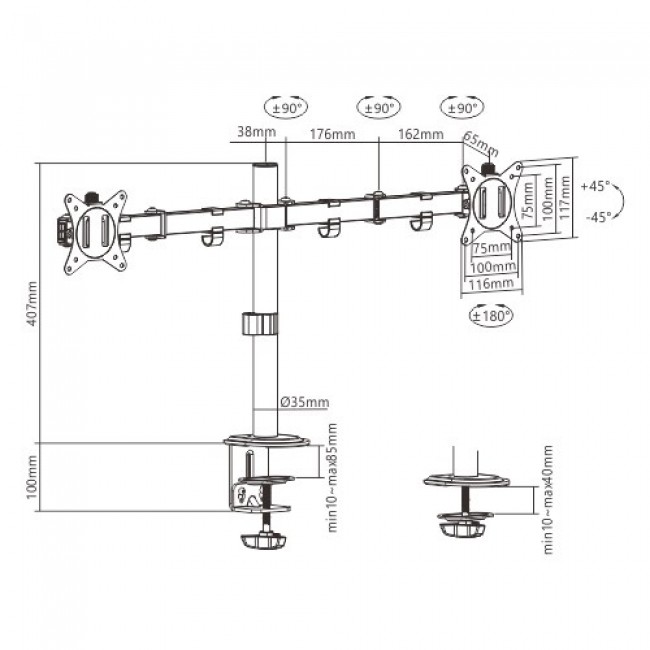 Gembird MA-D2-01 monitor mount / stand 81.3 cm (32 Gembird MA-D2-01 monitor mount / stand 81.3 cm (32