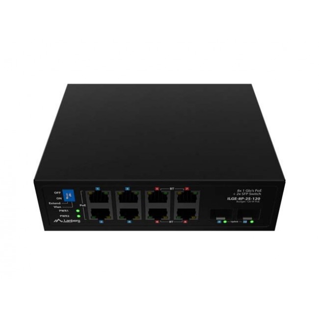 LANBERG ILGE-8P-2S-120 LIGHT INDUSTRIAL POE SWITCH 4XBT 4XAT 2XSFP DIN GIGABIT ETHERNET LANBERG ILGE-8P-2S-120 LIGHT INDUSTRIAL POE SWITCH 4XBT 4XAT 2XSFP DIN GIGABIT ETHERNET