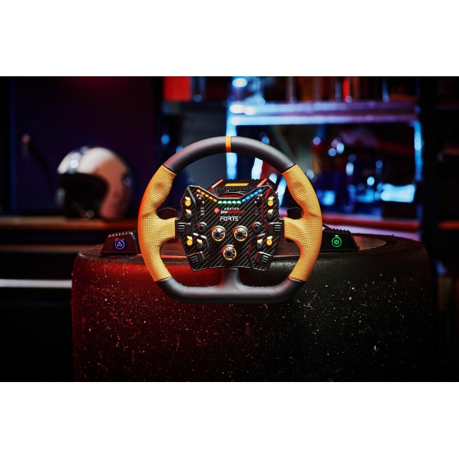 Asetek Closed D Orange Leather Rim Racing wheel
