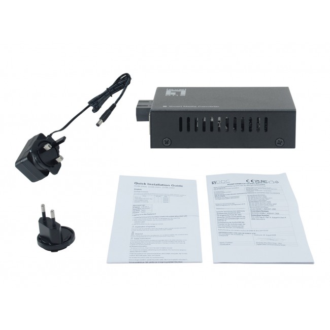 LevelOne Smart Gigabit RJ45-SC Media Converter, Single-Mode Fiber, 1310nm, 20km, Compatible with 19-inch rack-mountable chassis LevelOne Smart Gigabit RJ45-SC Media Converter, Single-Mode Fiber, 1310nm, 20km, Compatible with 19-inch rack-mountable chassis