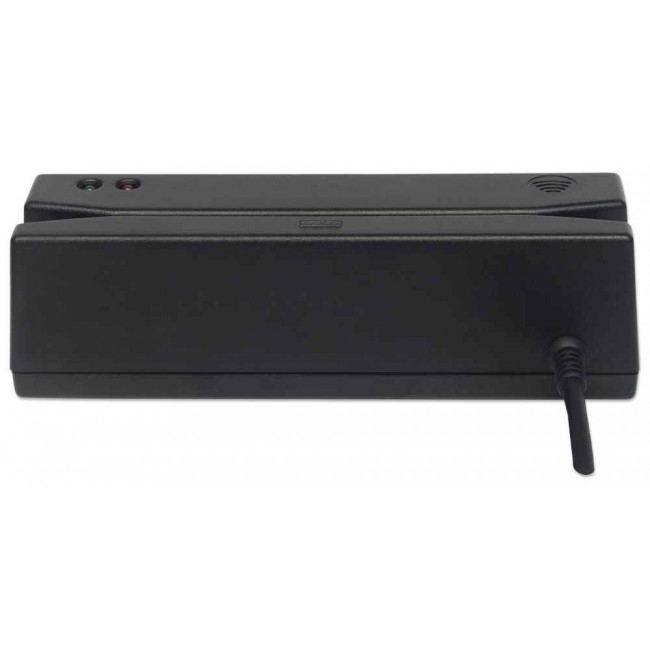 Manhattan USB-A Magnetic Strip Card Reader, Triple Track Reader, Keyboard Wedge Decoder, Cable 1.5m, Black, Three Year Warranty