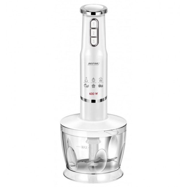 MPM MBL-43 hand blender set, 500 ml jug with stainless steel blade, stainless steel blending attachment, Power: 600W