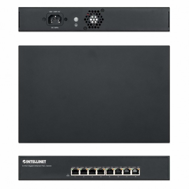 Intellinet 8-Port Gigabit Ethernet PoE+ Switch, 8 x PoE ports, IEEE 802.3at/af Power-over-Ethernet (PoE+/PoE), Endspan, Desktop, Box