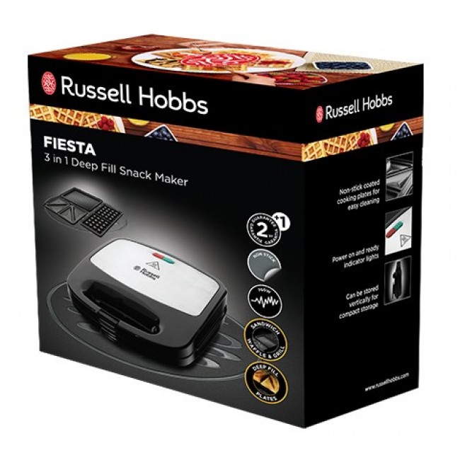Russell Hobbs Fiesta sandwich maker 750 W Black, Stainless steel