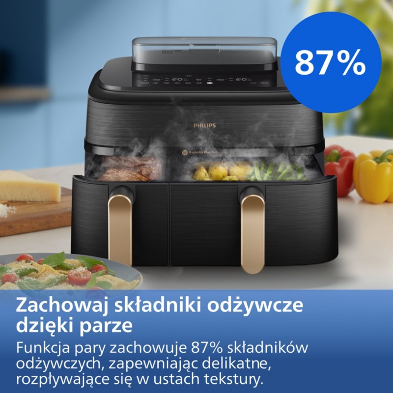 Philips 5000 series NA552/00 fryer Double 9 L Stand-alone 2750 W Hot air fryer Black, Gold