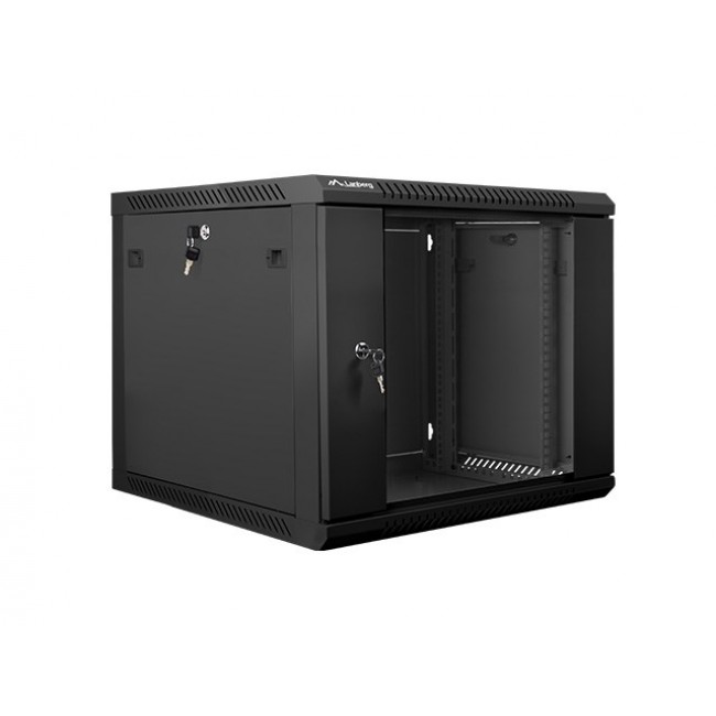 Lanberg wall-mounted installation rack cabinet 19'' 9U 600x600mm black (glass door) Lanberg wall-mounted installation rack cabinet 19'' 9U 600x600mm black (glass door)