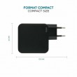 Mobilis Charger 100W 2USB C 1USBA GaN cable 100W Laptop, Smartphone, Tablet Black AC Indoor