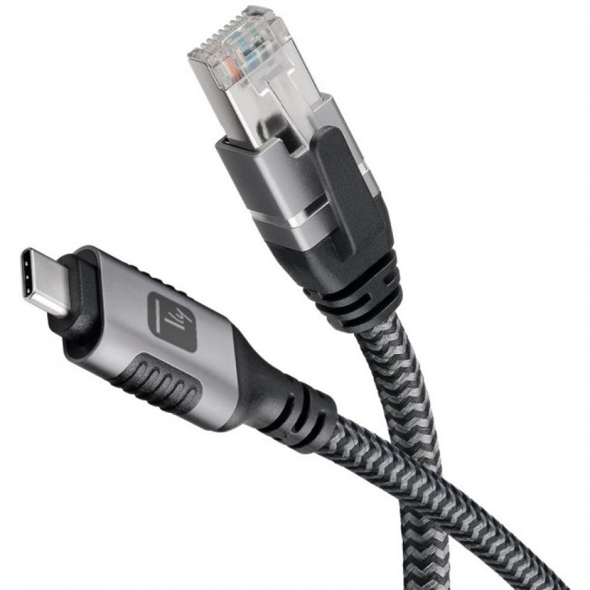 Techly ICOC U3C-RJ45-010 networking cable Silver, Black 1 m Cat6 F/UTP (FTP)