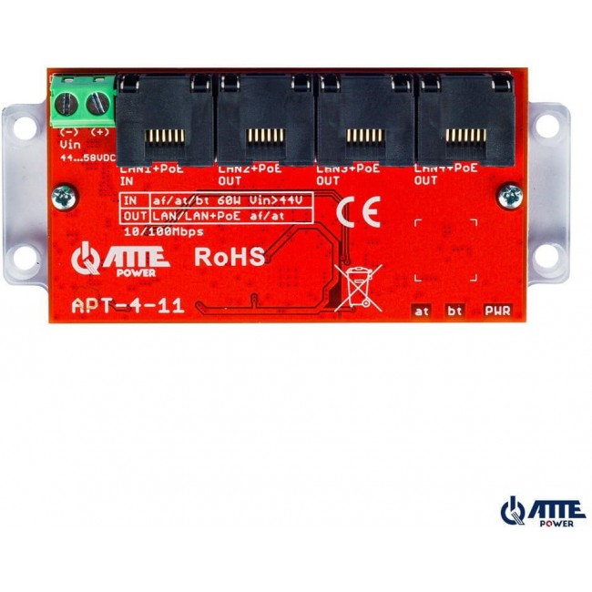 ATTE APT-4-11 PoE Switch 4 Port 10/100Mbps, Extender ATTE APT-4-11 PoE Switch 4 Port 10/100Mbps, Extender