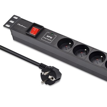 Qoltec Aluminum PDU for 19'' RACK | 1U | 16A | 6xFRENCH | 1.8m