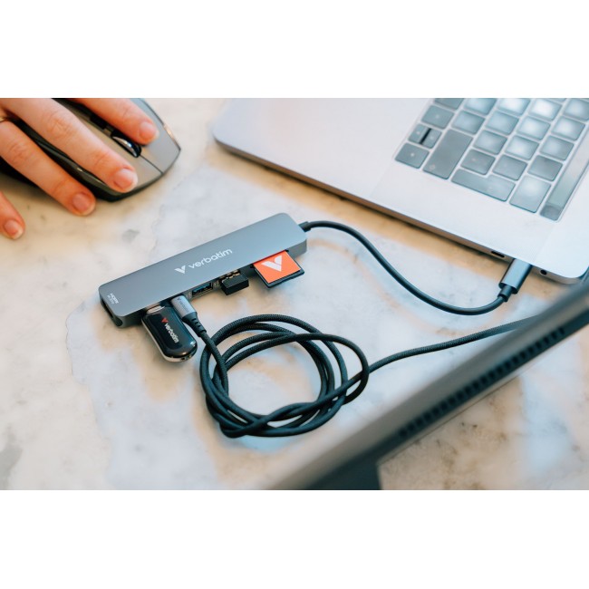 Verbatim USB-C Essentials Multiport Hub 7 ports: HDMI, USB-C, USB-C 3.2 Gen 1, 2 x USB-A 3.2 Gen 1, SD & microSD Verbatim USB-C Essentials Multiport Hub 7 ports: HDMI, USB-C, USB-C 3.2 Gen 1, 2 x USB-A 3.2 Gen 1, SD & microSD