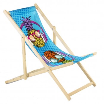 Classic beech lounger GreenBlue GB183 with your own print