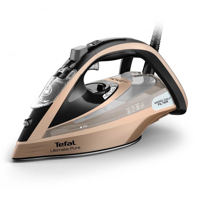 Tefal Ultimate Pure FV9852E0 iron Dry & Steam iron Durilium AirGlide Autoclean soleplate 3200 W Black, Copper