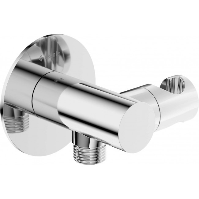 Round angled connector with handset holder Round angled connector with handset holder
