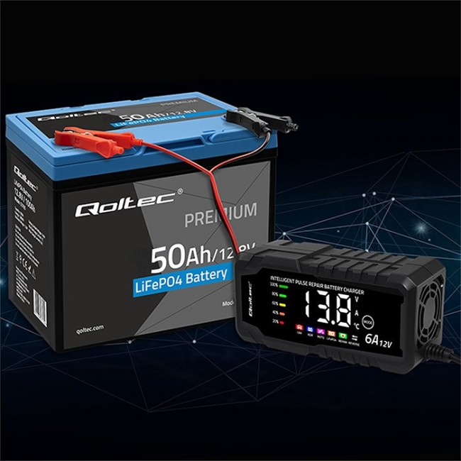 Qoltec LiFePO4 Lithium Iron Phosphate Battery | 12.8V | 50Ah | 640Wh| BMS