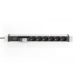 Digitus Aluminum Outlet Strip, 6 safety outlets with circuit breaker