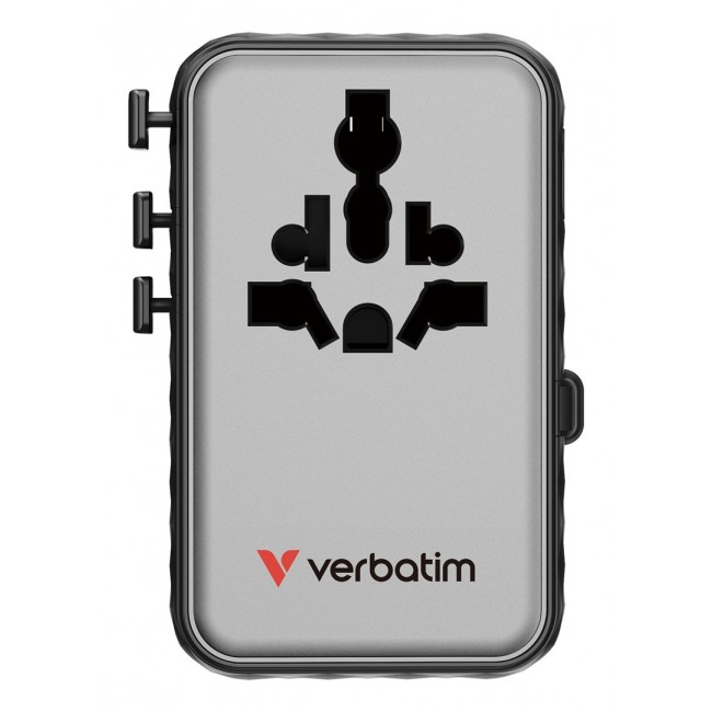 Verbatim Charge 'n' Travel 100W Universal Travel Adapter with retractable cable Black