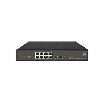 LevelOne Hilbert 10-Port Gigabit PoE Smart Lite Switch, 8 PoE Outputs, 2 x Gigabit SFP, 802.3at/af PoE, 130W PoE Power Budget