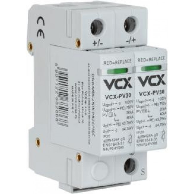 Ogranicznik przepię fotowoltaiczny DC PV30 klasy T2 (C) 2P 1000V VCX