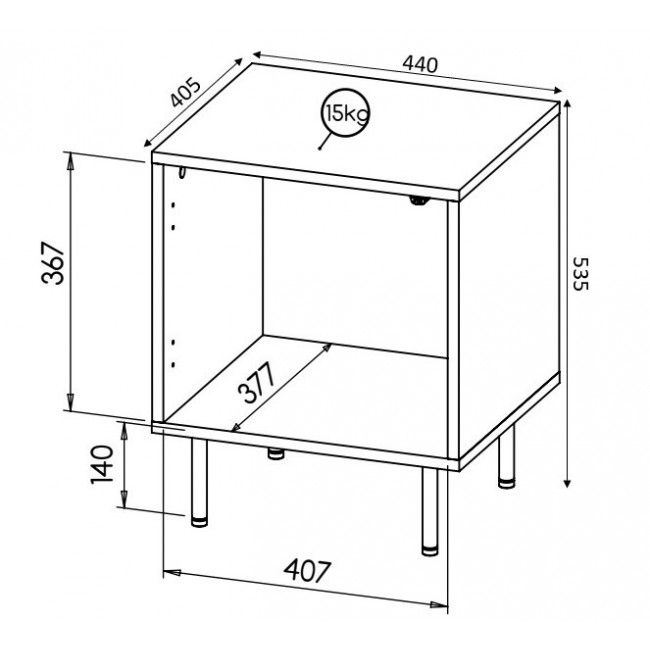 HOLE bedside table 2 pcs. 44x40.5x53.5 cm white matt