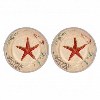 ROSE&TULIPANI SEA LIFE Set of 2 Melamine Soup Plates 19.5 cm