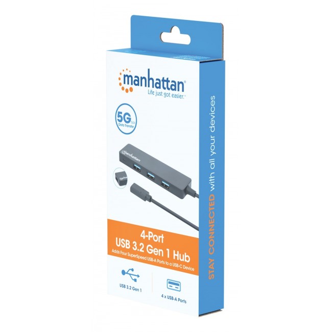 Manhattan USB-C Dock/Hub, Ports (4): USB-A (x4), 5 Gbps (USB 3.2 Gen1 aka USB 3.0), External Power Supply Not Needed, Universal for all devices, SuperSpeed USB, Black, Three Year Warranty, Equivalent to HB30CM4AB Manhattan USB-C Dock/Hub, Ports (4): USB-A (x4), 5 Gbps (USB 3.2 Gen1 aka USB 3.0), External Power Supply Not Needed, Universal for all devices, SuperSpeed USB, Black, Three Year Warranty, Equivalent to HB30CM4AB
