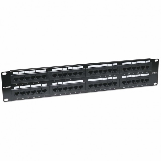 Intellinet Patch Panel, Cat5e, UTP, 48-Port, 2U, Black Intellinet Patch Panel, Cat5e, UTP, 48-Port, 2U, Black