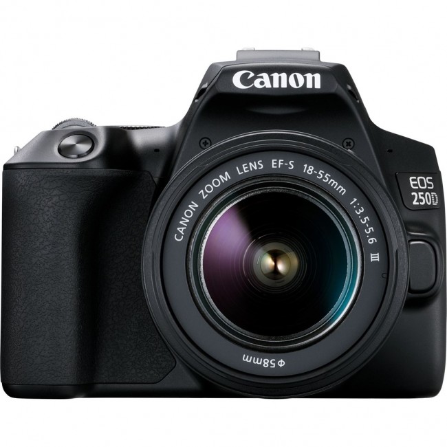 Canon EOS 250D + EF-S 18-55mm f/3.5-5.6 III SLR Camera Kit 24.1 MP CMOS 6000 x 4000 pixels Black Canon EOS 250D + EF-S 18-55mm f/3.5-5.6 III SLR Camera Kit 24.1 MP CMOS 6000 x 4000 pixels Black