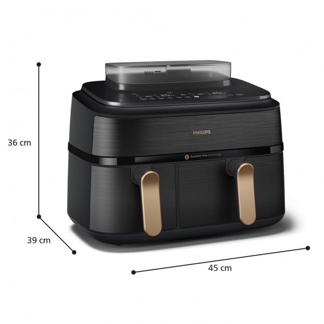 Philips 5000 series NA552/00 fryer Double 9 L Stand-alone 2750 W Hot air fryer Black, Gold