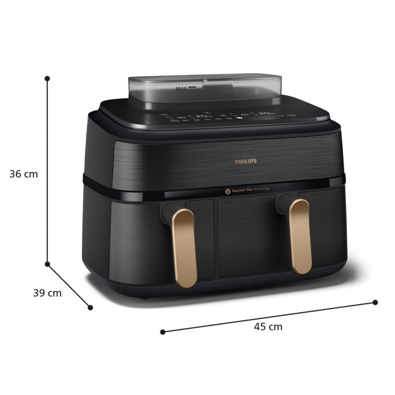 Philips 5000 series NA552/00 fryer Double 9 L Stand-alone 2750 W Hot air fryer Black, Gold