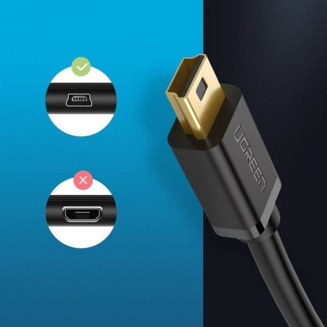 Ugreen USB cable - mini USB 480 Mbps 2m US132 (black)