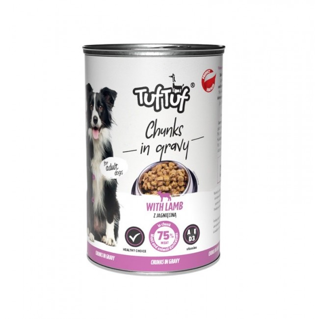 TUF TUF Chunks in gravy with lamb - wet dog food - 415g TUF TUF Chunks in gravy with lamb - wet dog food - 415g