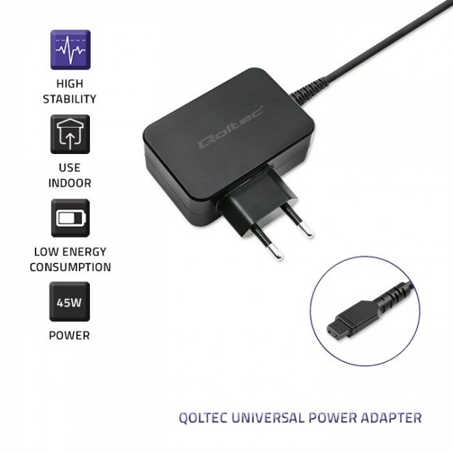 Qoltec 51025 power adapter/inverter Black