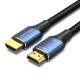 Vention Cotton Braided HDMI-A Male to Male HD Cable 8K 3M Blue Aluminum Alloy Type