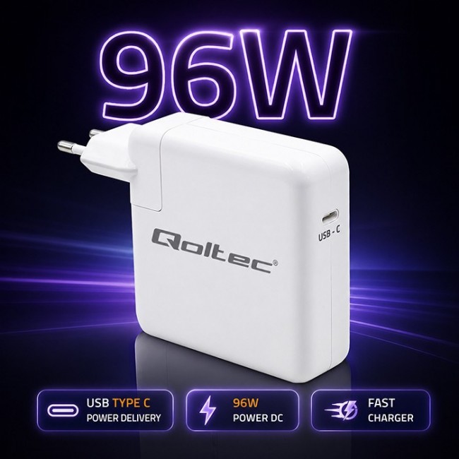Qoltec 51783 PD 96W charger | 5-20V | 3-4.8A | USB-C
