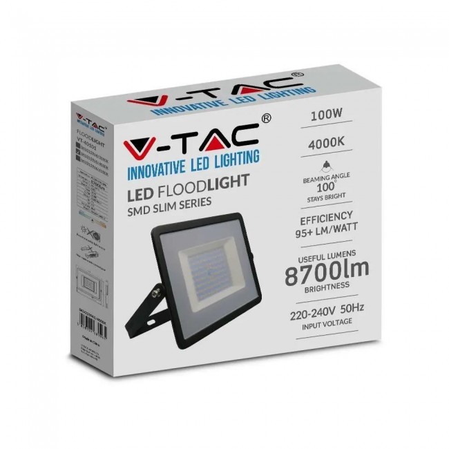 LED projector V-TAC VT-40101 E-Series 100W SMD 6500K 8700lm (SKU 215966) Black