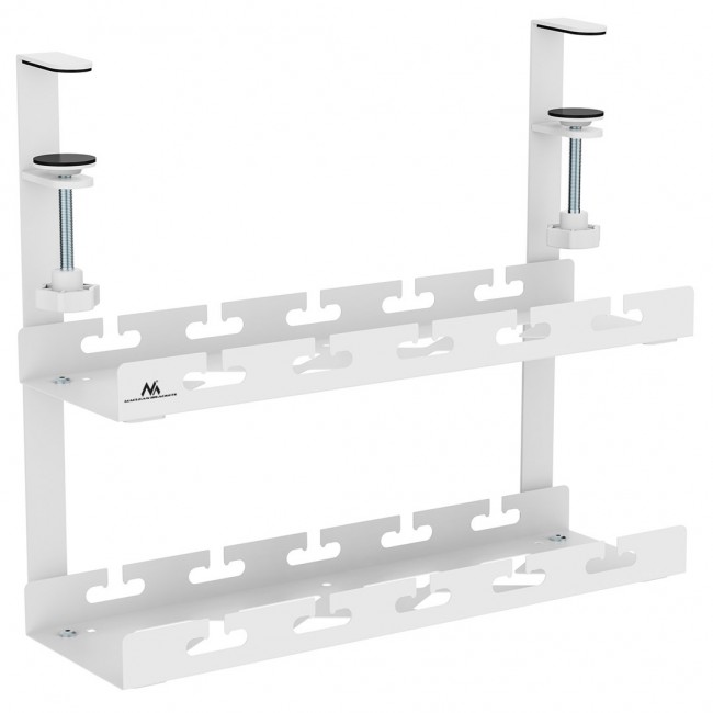Maclean under-desk cable organizer, max. load 5kg, 2 levels, white, MC-104 W Maclean under-desk cable organizer, max. load 5kg, 2 levels, white, MC-104 W