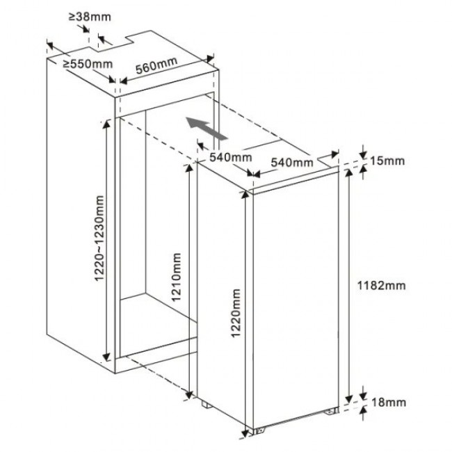 MPM MPM-185-CJI-18 combi-fridge Built-in 181 L E White