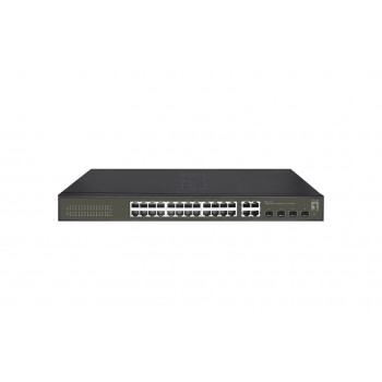 LevelOne Hilbert 28-Port Gigabit Smart Lite Switch, 24 x Gigabit RJ45, 4 x Gigabit SFP/RJ45 Combo
