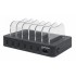 Manhattan Charging Station, 6x USB-A Ports, Outputs: 6x 2.4A, Smart IC, LED Indicator Lights, Black, Three Year Warranty, Box