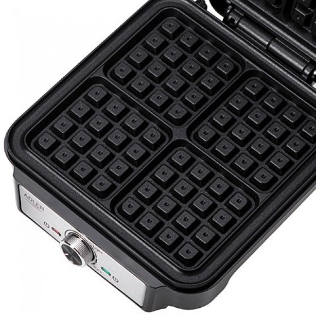 Adler AD 3083 waffle iron 4 waffle 1800 W Black, Silver Adler AD 3083 waffle iron 4 waffle 1800 W Black, Silver