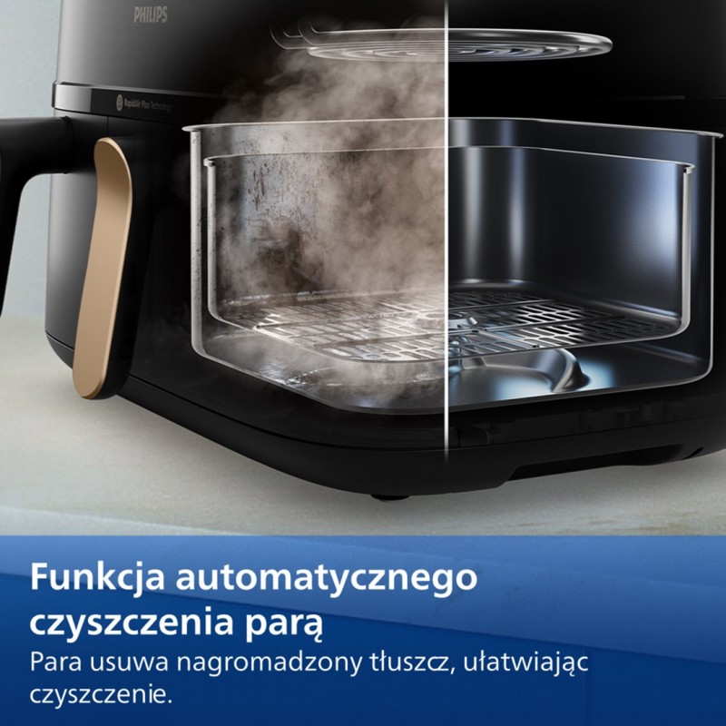 Philips 5000 series NA552/00 fryer Double 9 L Stand-alone 2750 W Hot air fryer Black, Gold