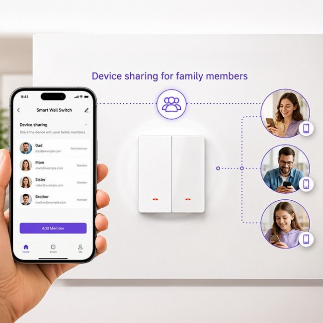 Qoltec 52706 Smart 2-Gang Light Switch | Wi-Fi | Timer | Tuya | Smart life | White