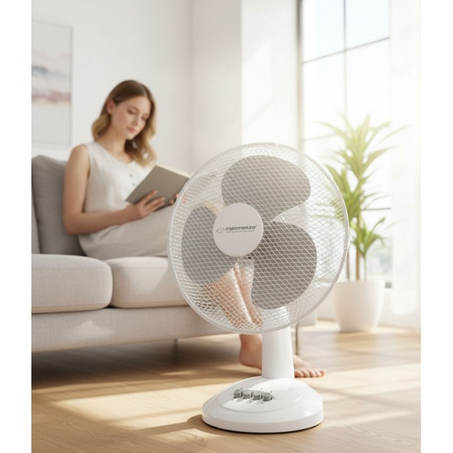 Esperanza EHF003WE, 12'' desk fan, White and Gray