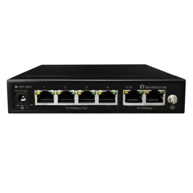 LevelOne FEP-0631 network switch Fast Ethernet (10/100) Power over Ethernet (PoE) Black