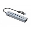 Conceptronic HUBBIES20GP 7-Port USB 3.0 Hub with Power Adapter, 5Gbps, USB-C x 3, USB-A x 4
