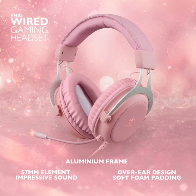 Deltaco Gaming GAM-030-P headphones/headset Wired Head-band USB Type-A Pink