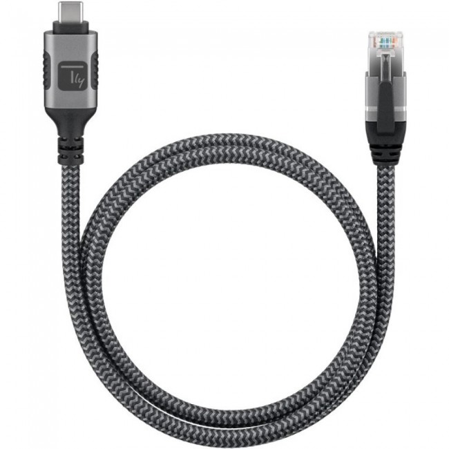 Techly ICOC U3C-RJ45-010 networking cable Silver, Black 1 m Cat6 F/UTP (FTP)