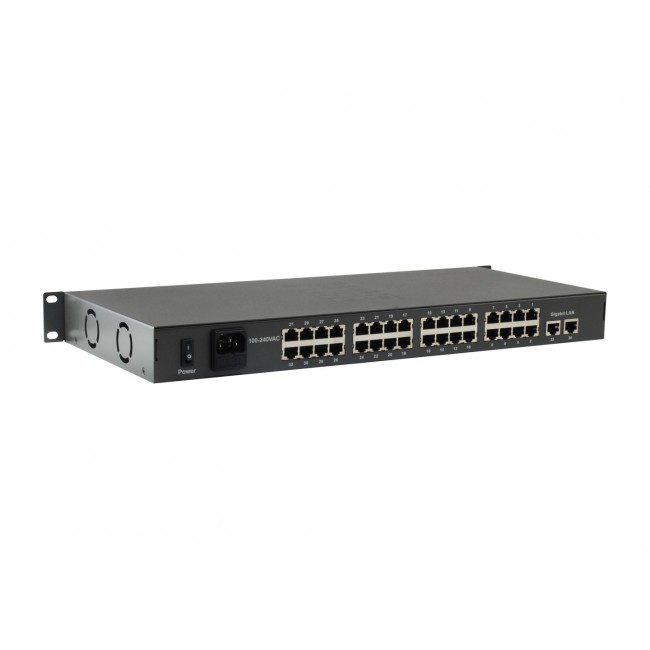 LevelOne 34-Port Fast Ethernet PoE Switch, 802.3at/af PoE, 32 PoE Outputs, 2 x Gigabit RJ45, 250W